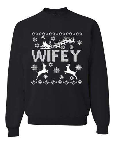 Christmas Wifey Love Ugly Christmas Sweater  Christmas Unisex Crewneck Graphic Sweatshirt