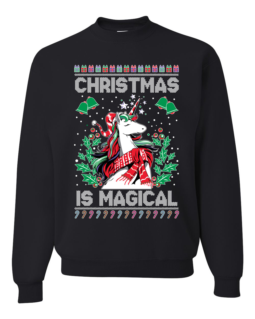Christmas Is Magical Unicorn Christmas Unisex Crewneck Graphic Sweatshirt