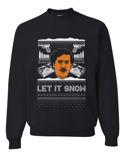 Let It Snow Funny Pablo Escobar Narcos Cocaine Drugs Xmas Christmas Unisex Crewneck Graphic Sweatshirt
