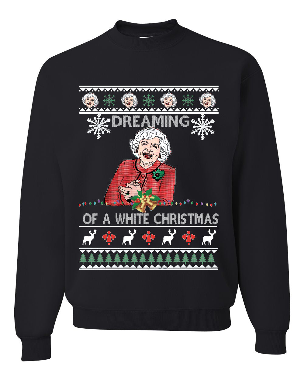 Funny Betty White I'm Dreaming of a White Christmas Movie Actress Christmas Unisex Crewneck Graphic Sweatshirt