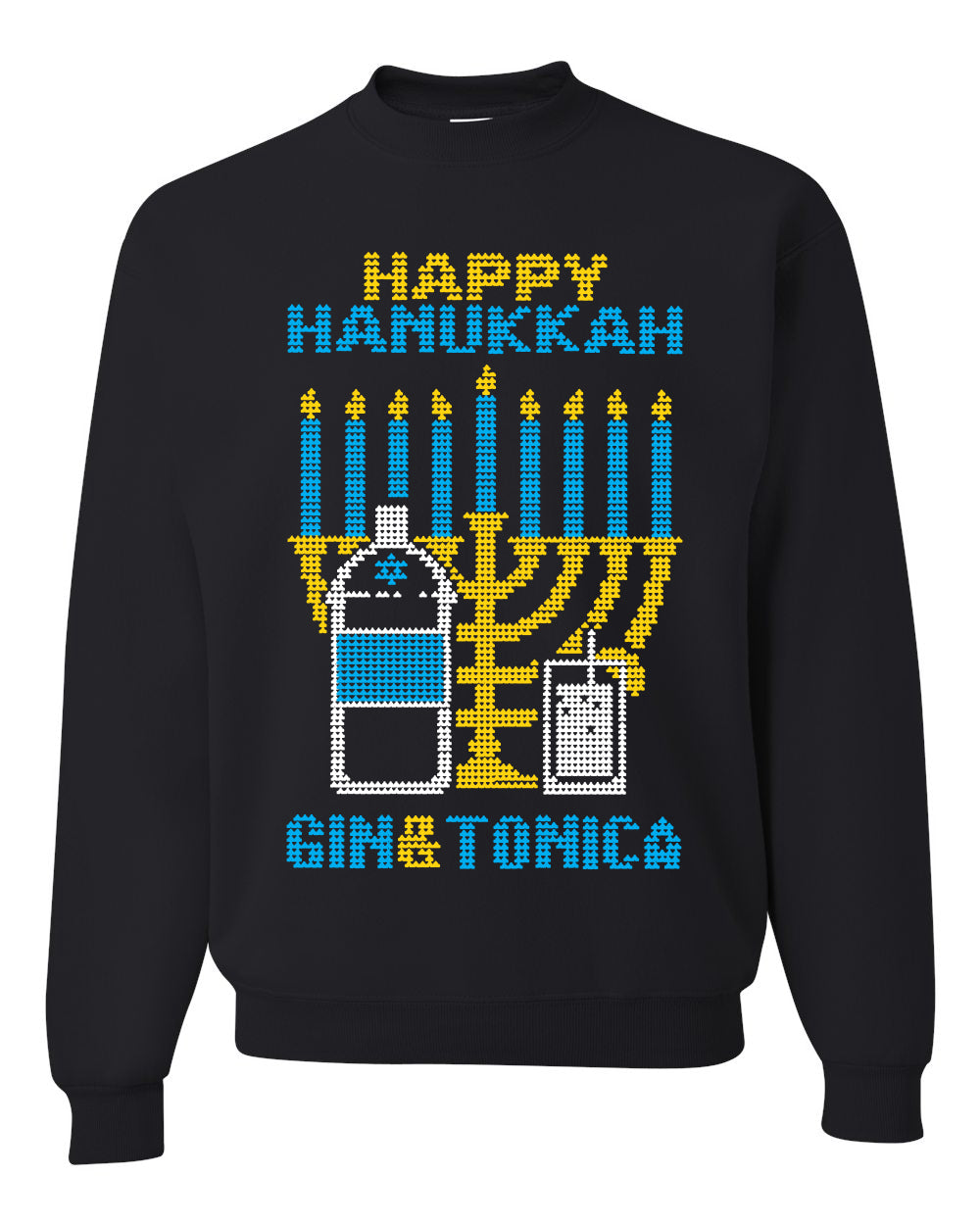 Happy Hanukkah Gin & Tonica Hanukkah Unisex Crewneck Graphic Sweatshirt