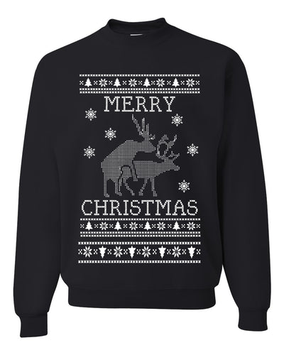 Merry Christmas | Reindeer Humping Christmas Unisex Crewneck Graphic Sweatshirt