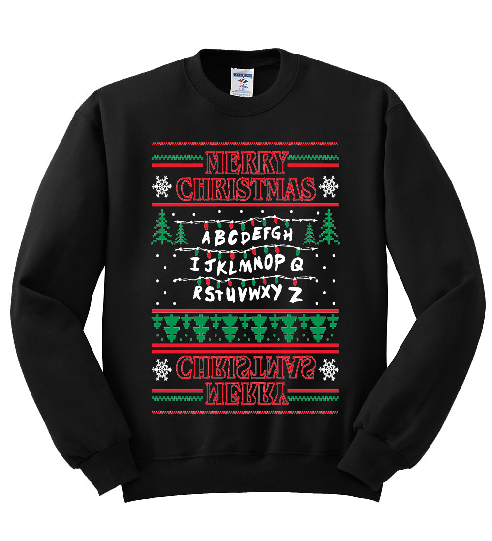 Merry Christmas Holiday Alphabet Christmas Unisex Crewneck Graphic Sweatshirt