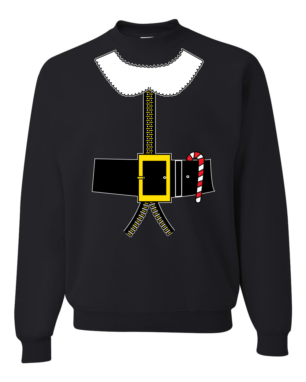 Santa Suit with Beard Belt Candy Cane Christmas Unisex Crewneck Graphic Sweatshirt