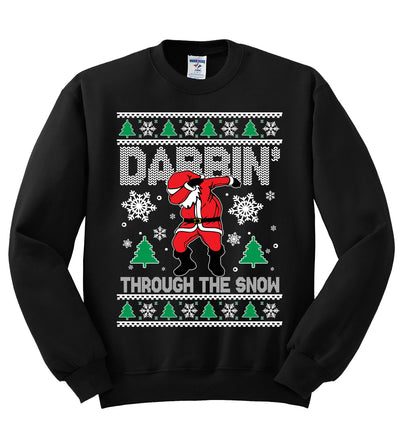 Dabbing Through The Snow Santa Christmas Unisex Crewneck Graphic Sweatshirt