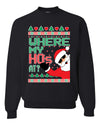 Santa Where My Hos At? Christmas Unisex Crewneck Graphic Sweatshirt