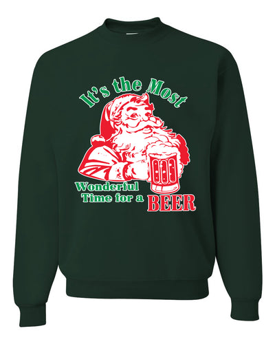 It is The Most Wonderful Time for a Beer Ugly Christmas Sweater Unisex Crewneck Graphic Sweatshirt