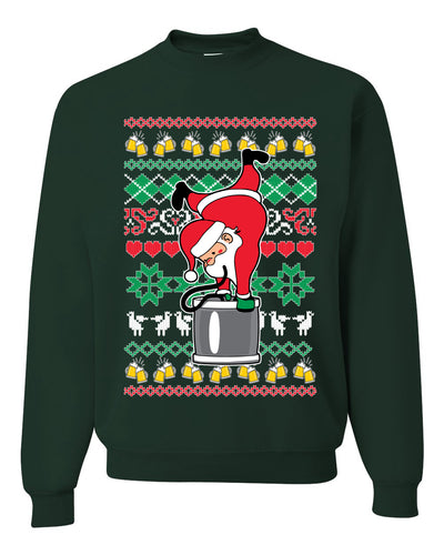 Santa Keg Stand Beer Drinking Drunk Ugly Christmas Sweater Christmas Unisex Crewneck Graphic Sweatshirt