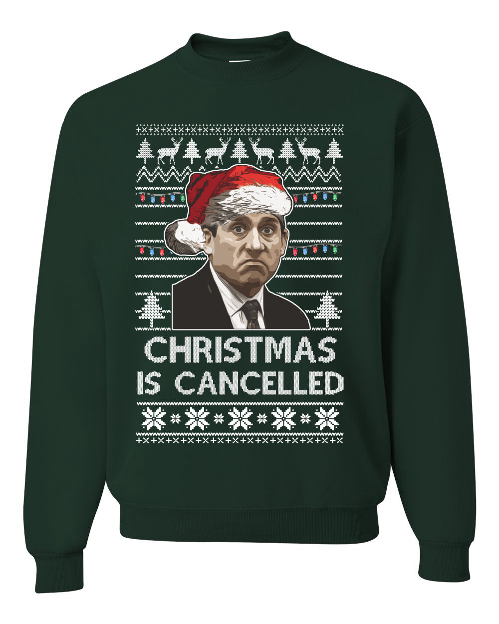 Christmas Is Cancelled Michael Scott Office Ugly Christmas Sweater Unisex Crewneck Graphic Sweatshirt