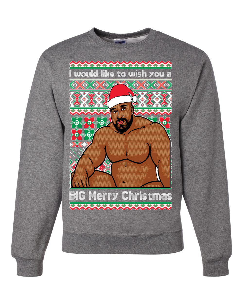Wood Meme Wish You A Big Merry Christmas Christmas Unisex Crewneck Graphic Sweatshirt
