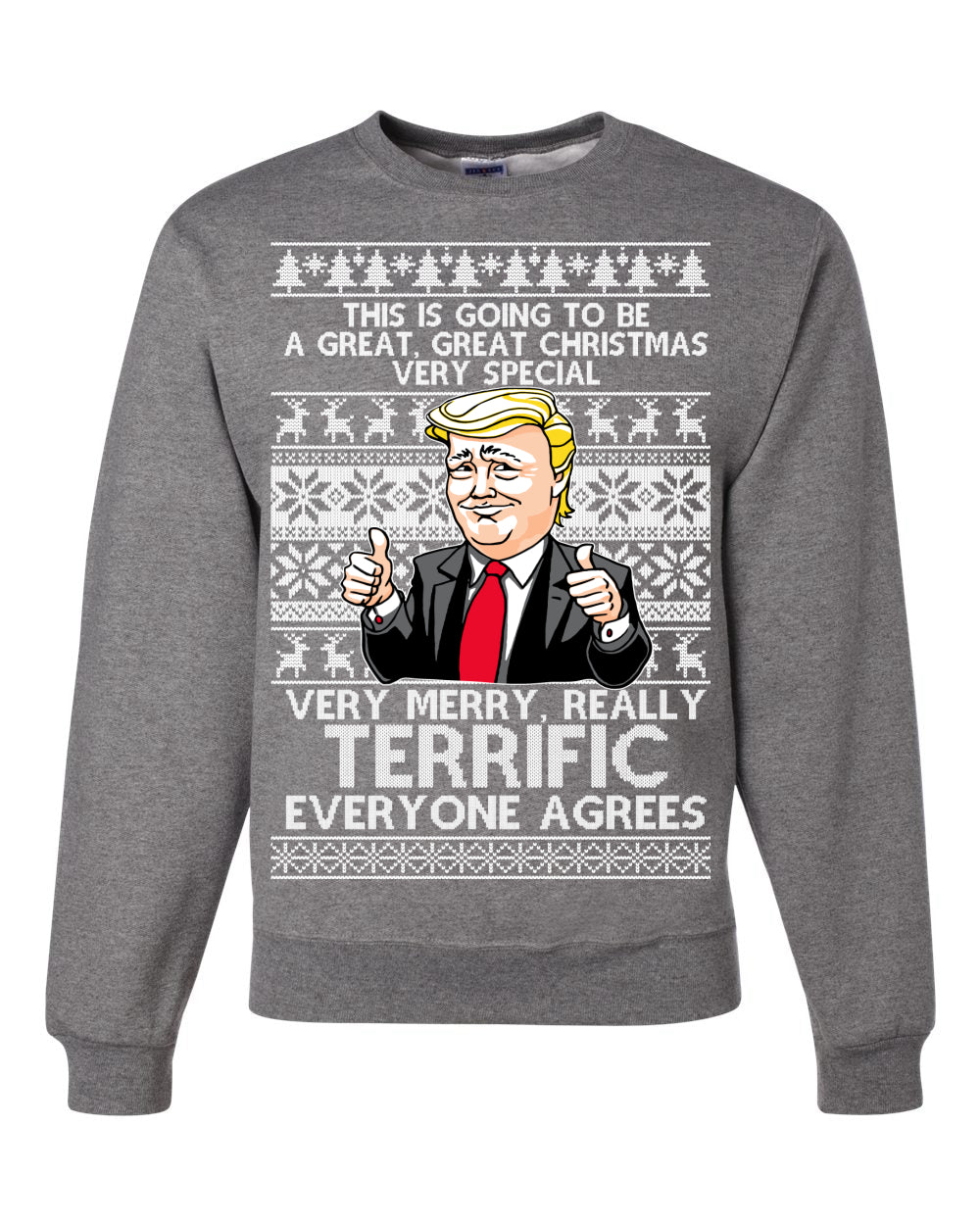 Great Terrific Merry Christmas Funny Donald Trump Xmas Christmas Unisex Crewneck Graphic Sweatshirt