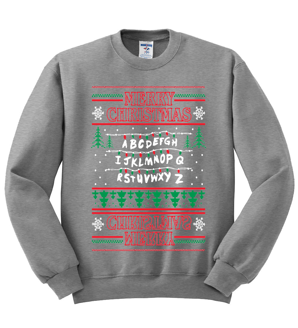 Merry Christmas Holiday Alphabet Christmas Unisex Crewneck Graphic Sweatshirt