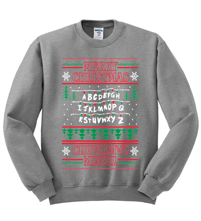 Merry Christmas Holiday Alphabet Christmas Unisex Crewneck Graphic Sweatshirt