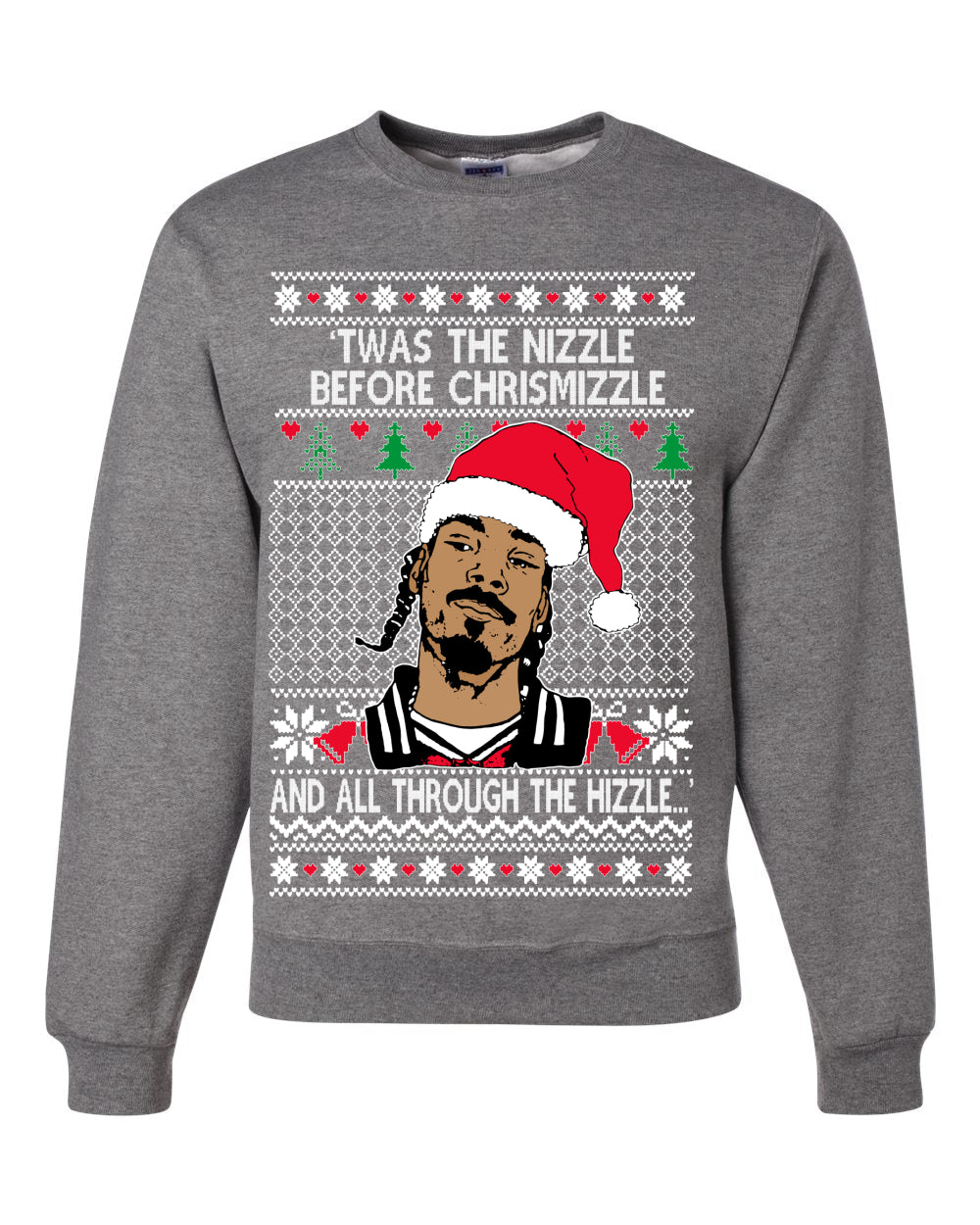 Snoop Twas The Nizzle Before Chrismizzle Christmas Unisex Crewneck Graphic Sweatshirt