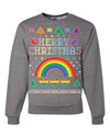 Merry Christmas Rainbow Hearts Unisex Crewneck Graphic Sweatshirt