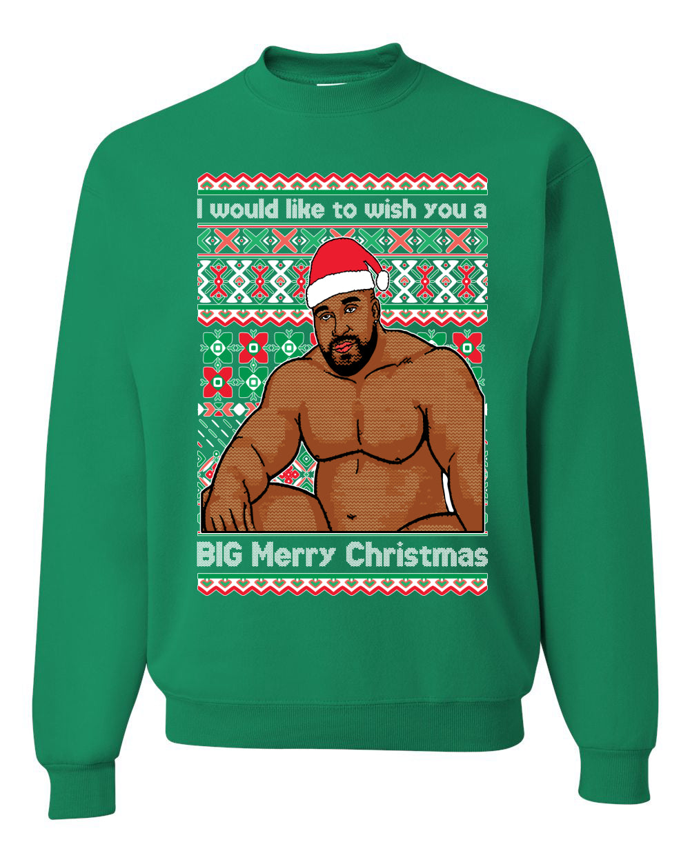 Wood Meme Wish You A Big Merry Christmas Christmas Unisex Crewneck Graphic Sweatshirt