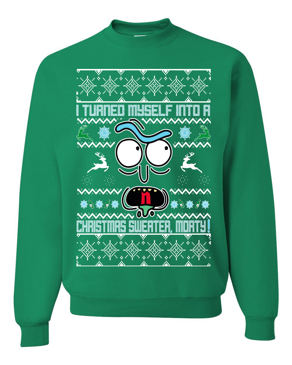 i turned myself into a christmas sweater morty Christmas Unisex Crewneck Graphic Sweatshirt