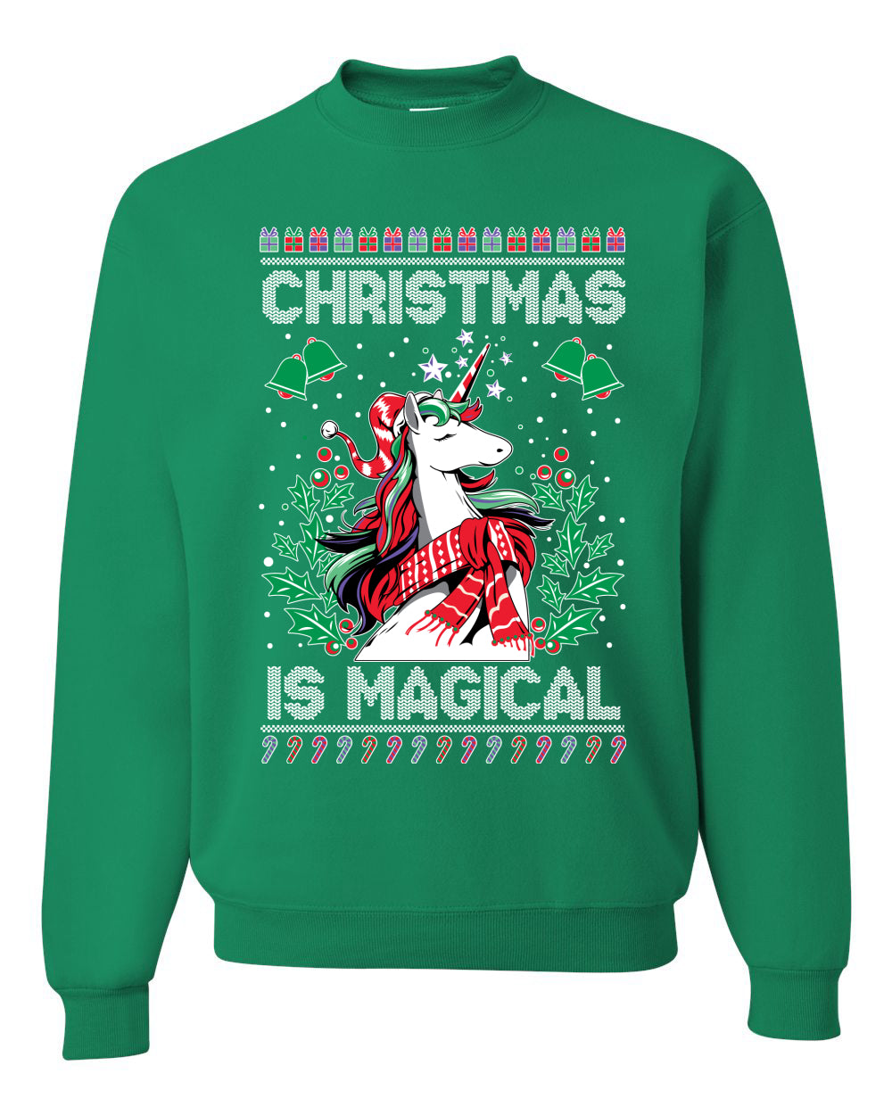Christmas Is Magical Unicorn Christmas Unisex Crewneck Graphic Sweatshirt