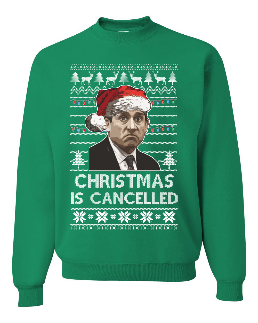 Christmas Is Cancelled Michael Scott Office Ugly Christmas Sweater Unisex Crewneck Graphic Sweatshirt