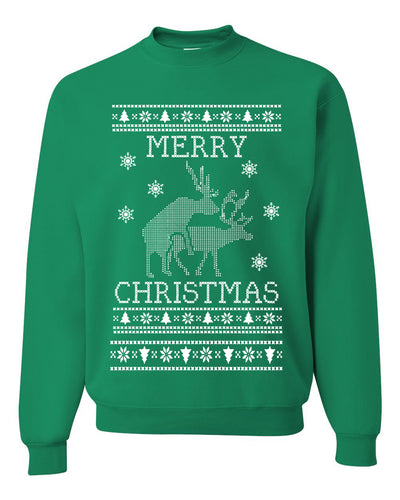 Merry Christmas | Reindeer Humping Christmas Unisex Crewneck Graphic Sweatshirt