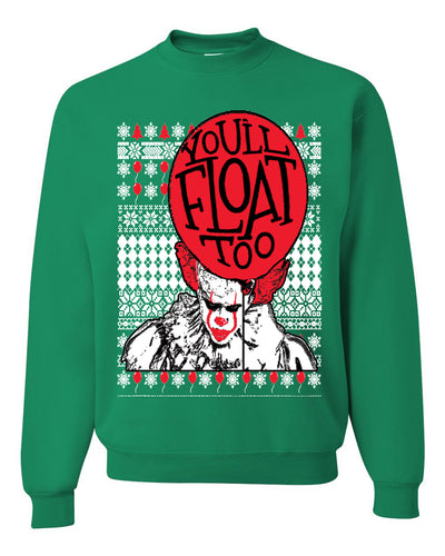 You'll Float Too | Clown IT Christmas Unisex Crewneck Graphic Sweatshirt