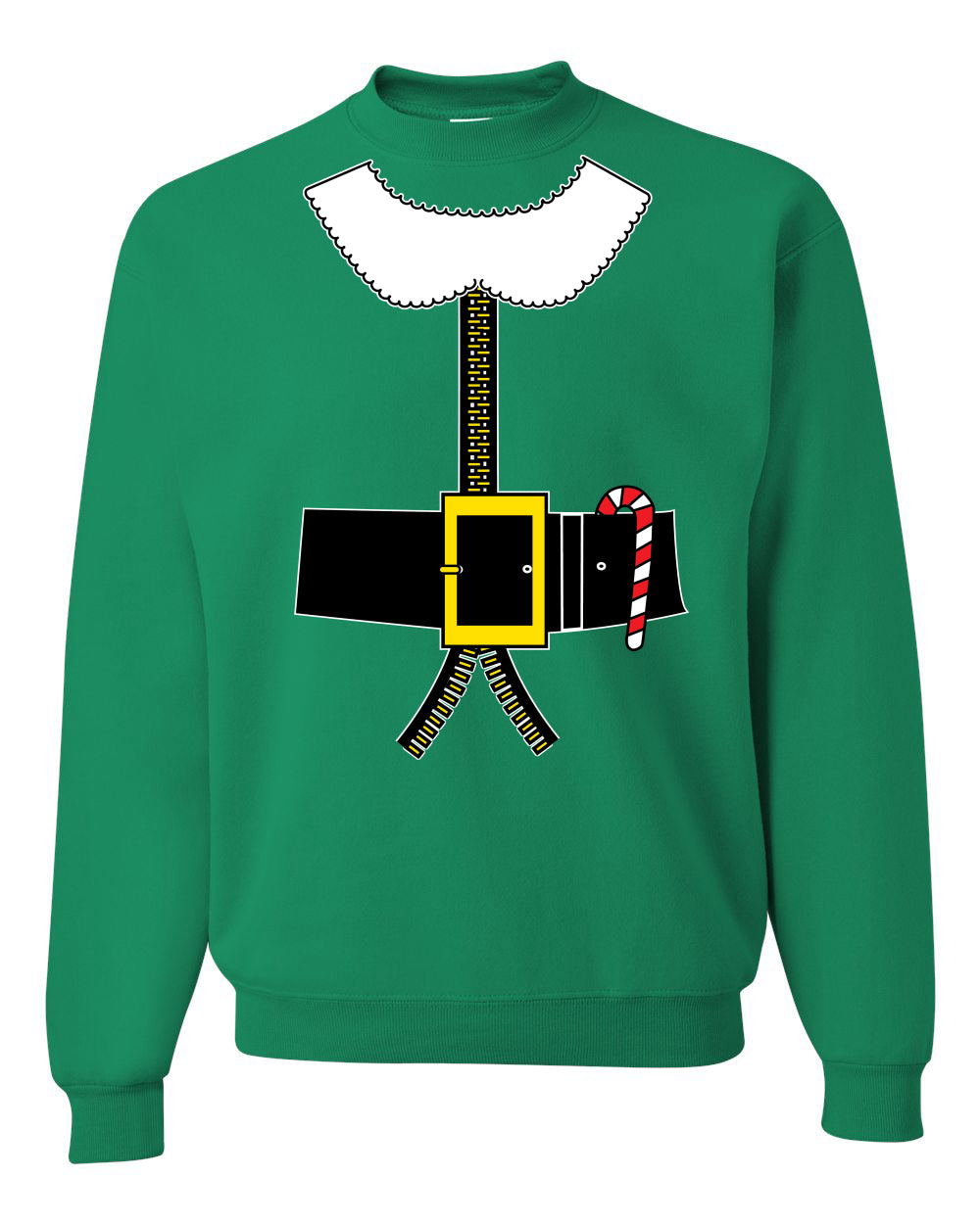 Santa Suit with Beard Belt Candy Cane Christmas Unisex Crewneck Graphic Sweatshirt