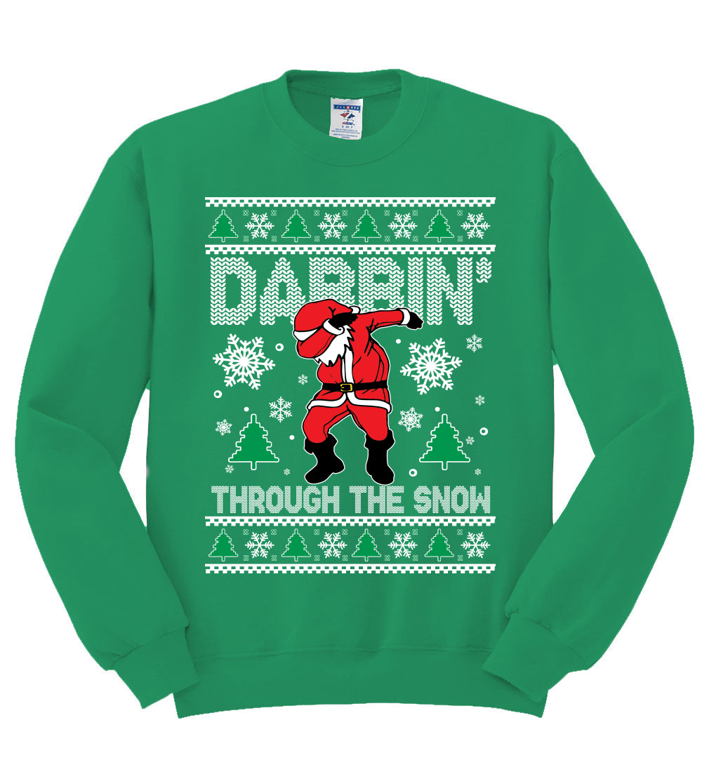 Dabbing Through The Snow Santa Christmas Unisex Crewneck Graphic Sweatshirt