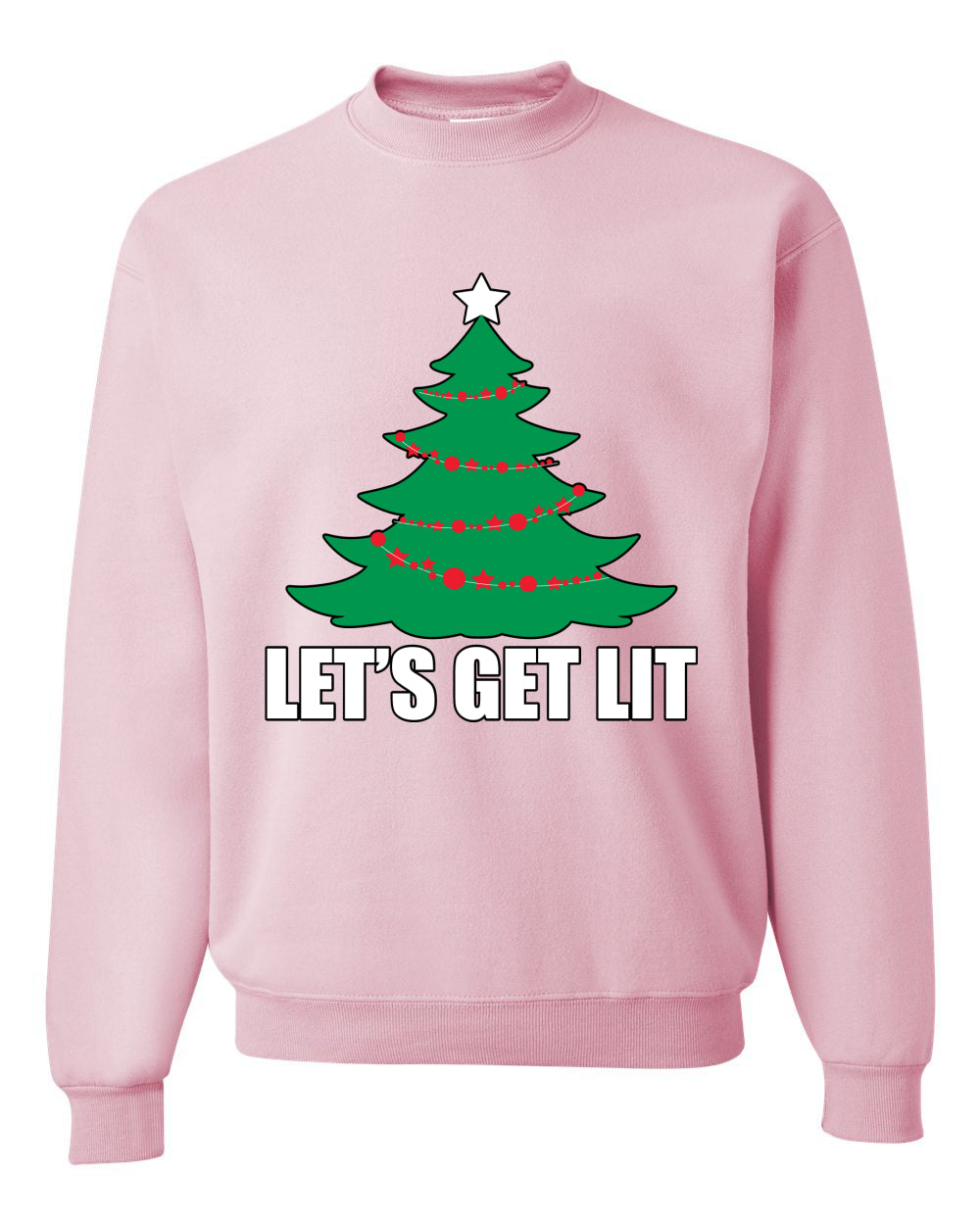 Lets Get Lit Xmas Tree Ugly Christmas Sweater Unisex Crewneck Graphic Sweatshirt