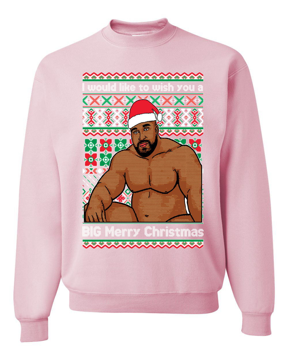 Wood Meme Wish You A Big Merry Christmas Christmas Unisex Crewneck Graphic Sweatshirt