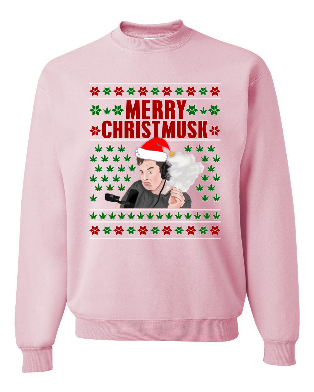 Elon Musk Merry Christmusk Weed Joint Pot Leaf Funny Xmas Christmas Unisex Crewneck Graphic Sweatshirt