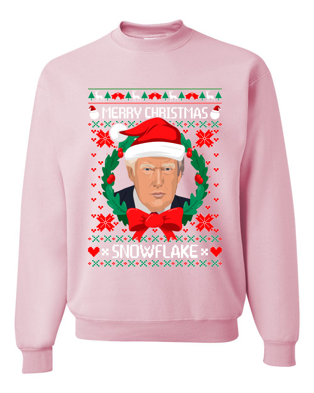 Merry Christmas Snowflake Funny Trump Ugly Christmas Sweater Unisex Crewneck Graphic Sweatshirt