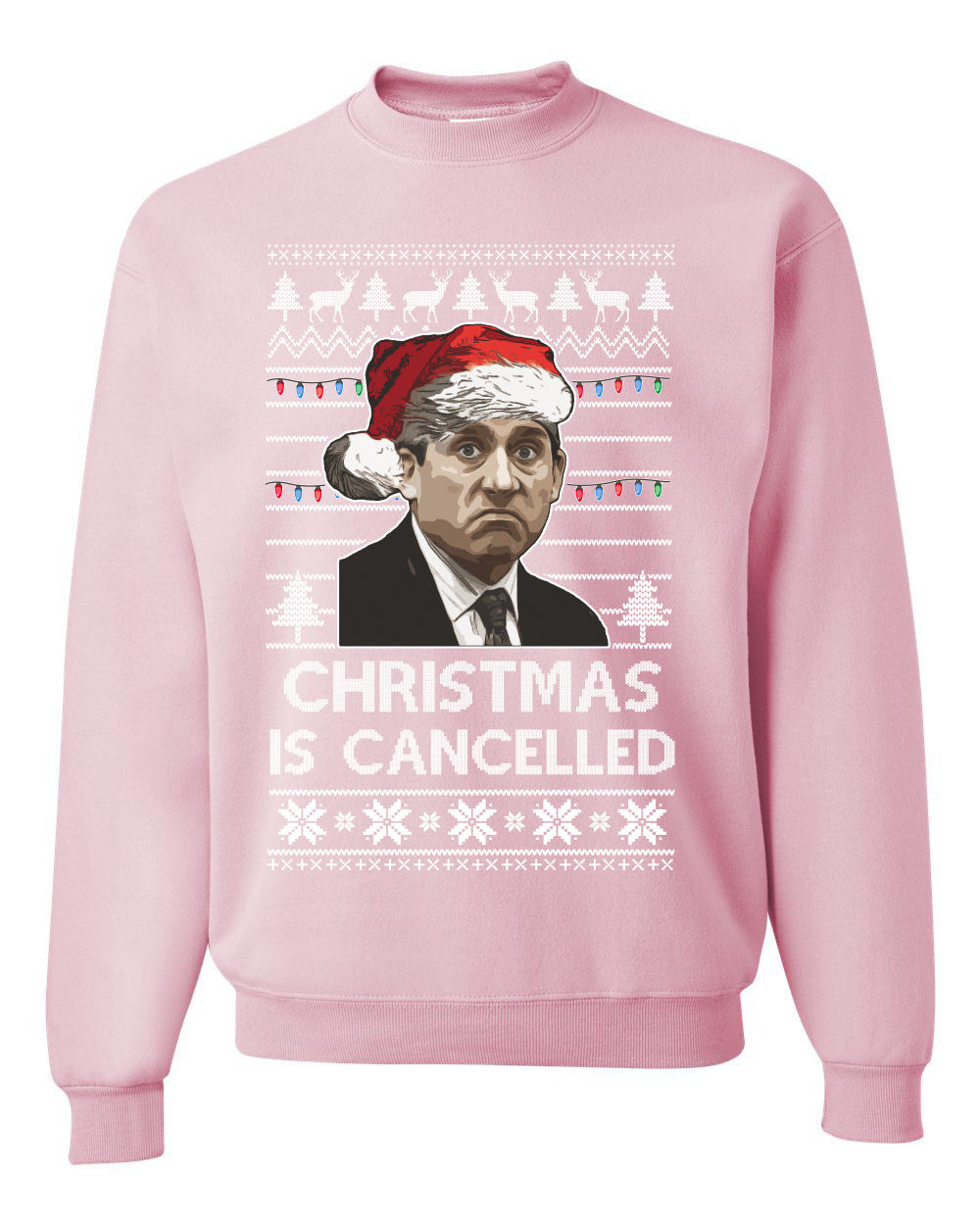 Christmas Is Cancelled Michael Scott Office Ugly Christmas Sweater Unisex Crewneck Graphic Sweatshirt