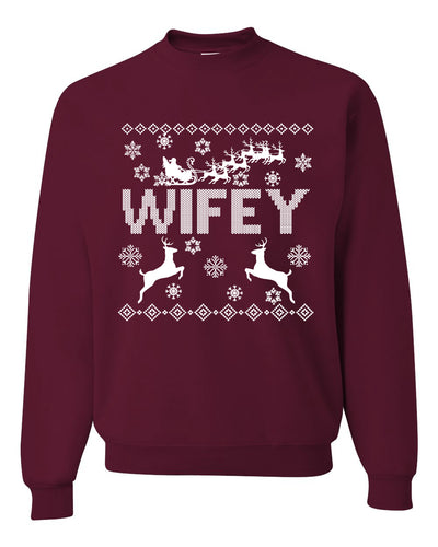 Christmas Wifey Love Ugly Christmas Sweater  Christmas Unisex Crewneck Graphic Sweatshirt