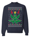 Weed Marijuana Lit Deer Pot Leaf Xmas Lights Christmas Unisex Crewneck Graphic Sweatshirt