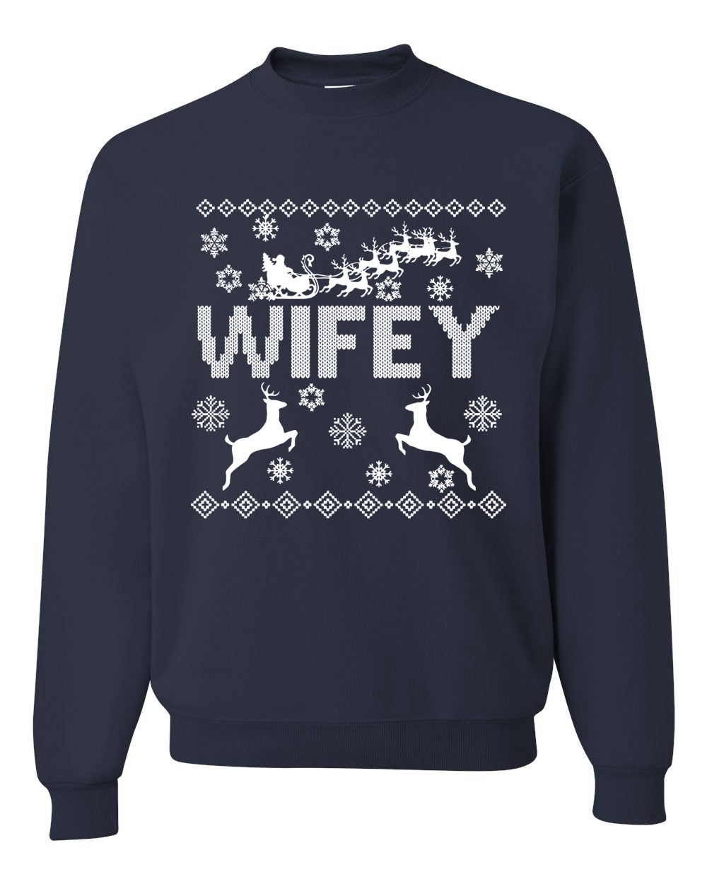 Christmas Wifey Love Ugly Christmas Sweater  Christmas Unisex Crewneck Graphic Sweatshirt