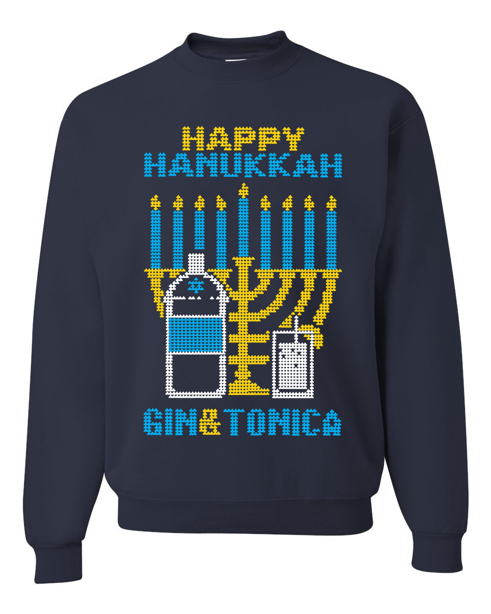 Happy Hanukkah Gin & Tonica Hanukkah Unisex Crewneck Graphic Sweatshirt