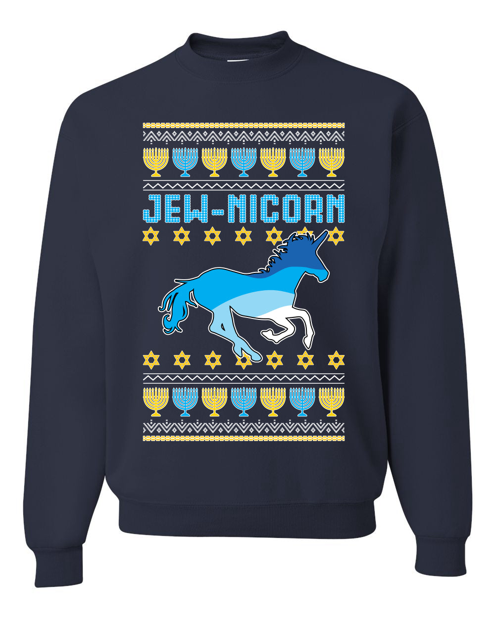 Jewnicorn Jewish Unicorn Funny Hanukkah Hanukkah Unisex Crewneck Graphic Sweatshirt