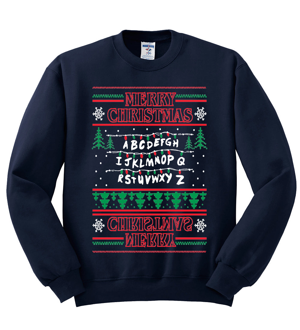 Merry Christmas Holiday Alphabet Christmas Unisex Crewneck Graphic Sweatshirt