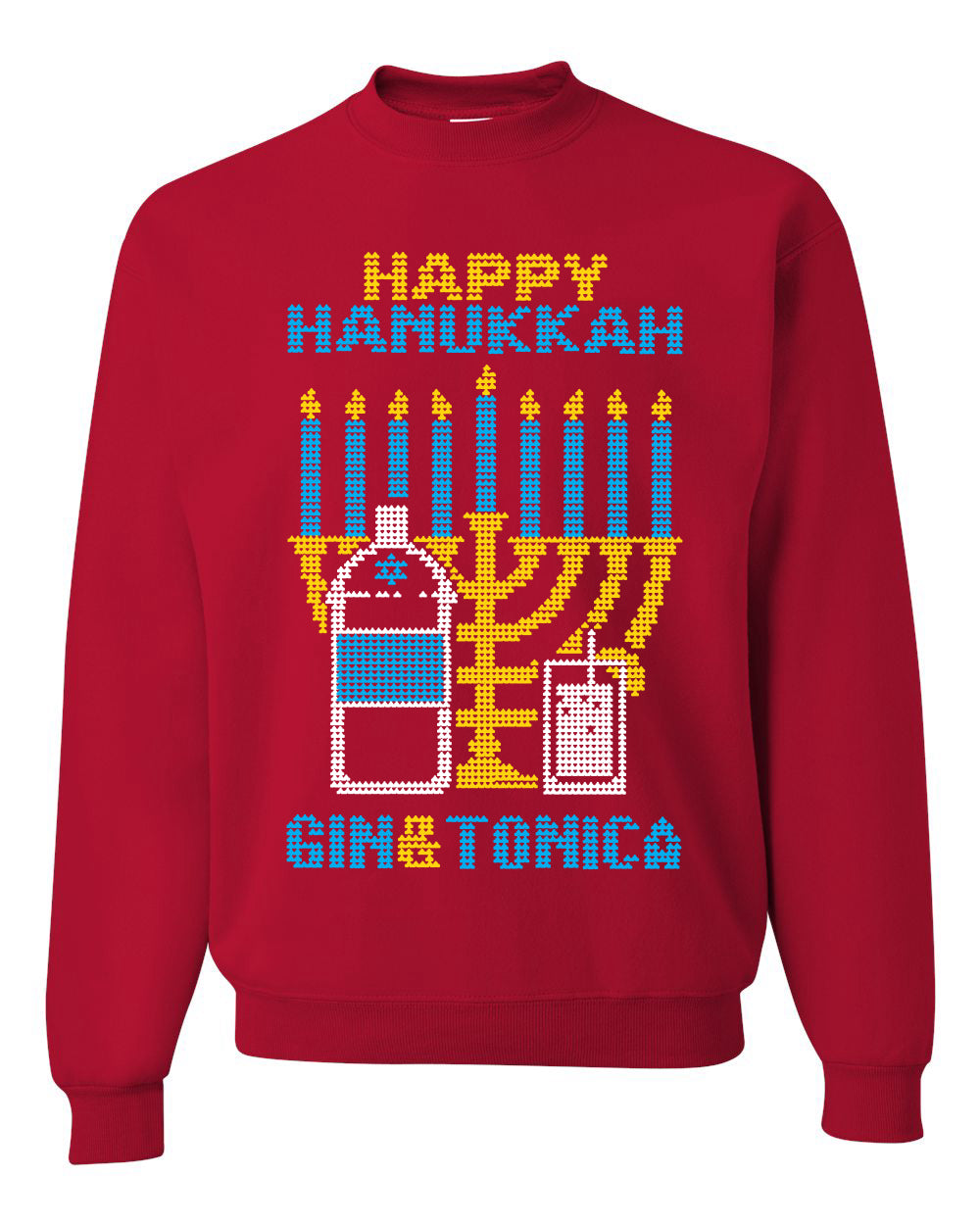 Happy Hanukkah Gin & Tonica Hanukkah Unisex Crewneck Graphic Sweatshirt