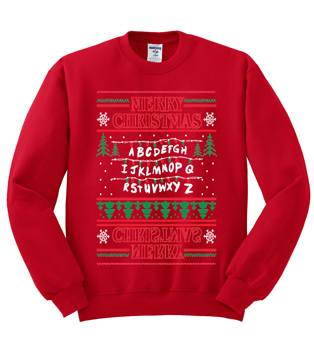 Merry Christmas Holiday Alphabet Christmas Unisex Crewneck Graphic Sweatshirt