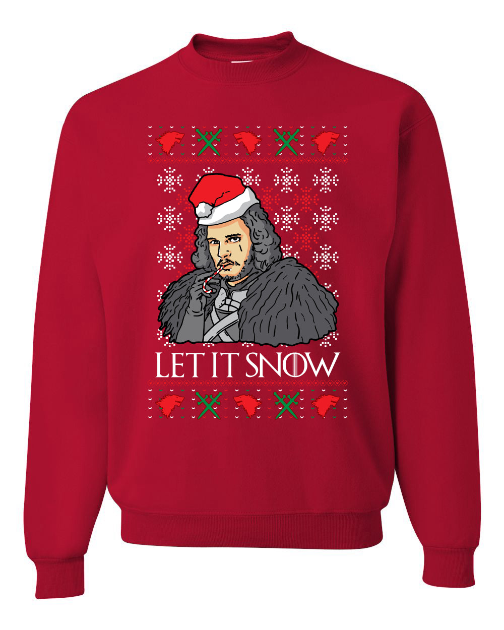 Let It Snow | Jon Snow Full Color GoT Christmas Unisex Crewneck Graphic Sweatshirt