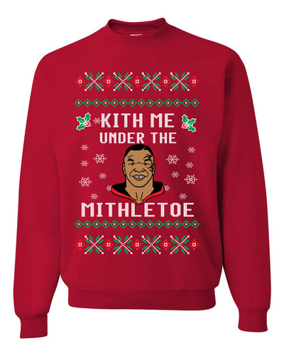 Kith Me Under The Mithletoe Funny Lips Christmas Unisex Crewneck Graphic Sweatshirt