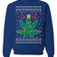 Weed Marijuana Lit Deer Pot Leaf Xmas Lights Christmas Unisex Crewneck Graphic Sweatshirt
