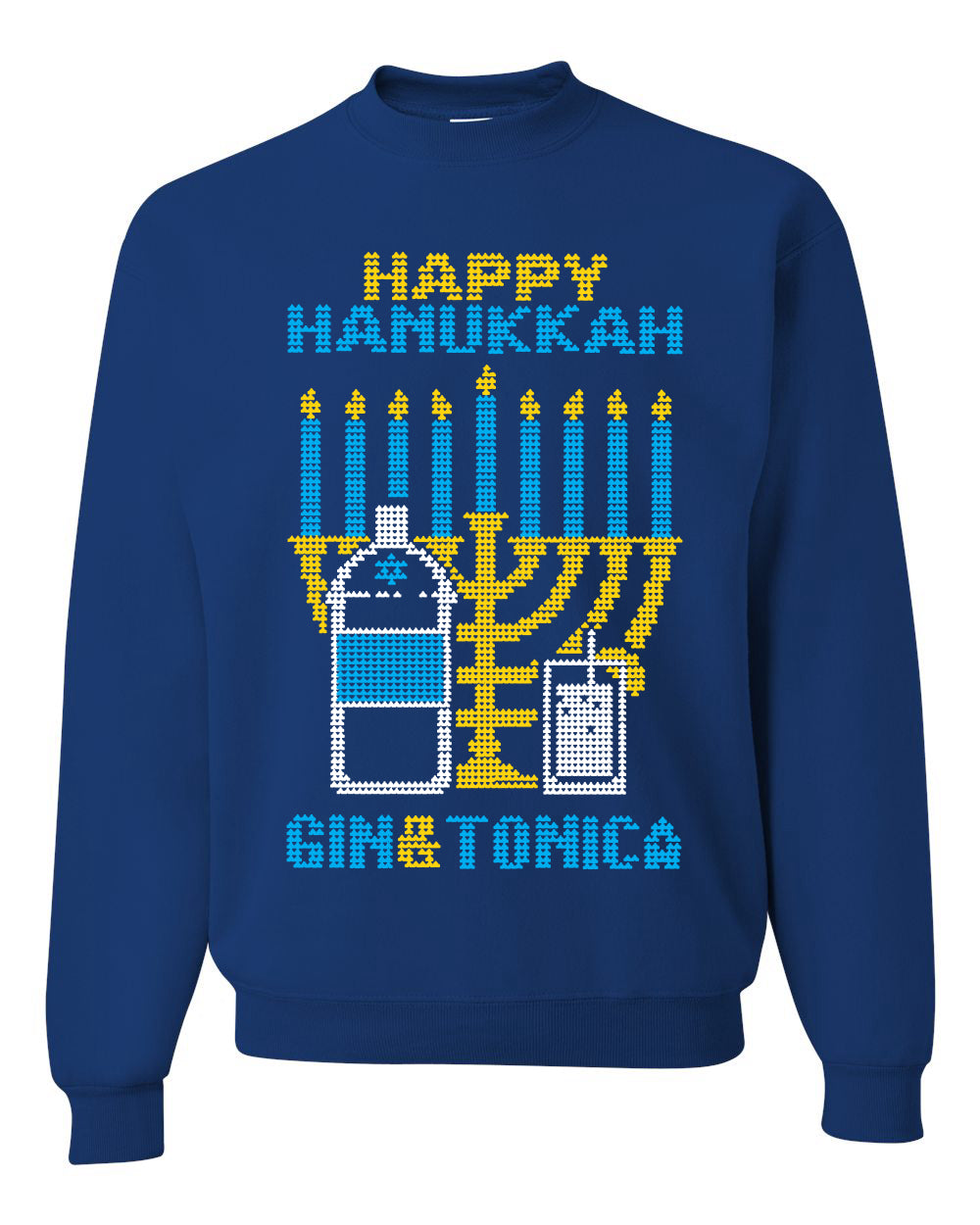 Happy Hanukkah Gin & Tonica Hanukkah Unisex Crewneck Graphic Sweatshirt