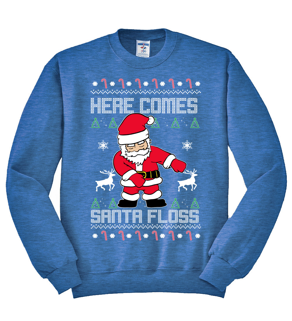 Here Comes Santa Floss Funny Dance Moves Christmas Unisex Crewneck Graphic Sweatshirt