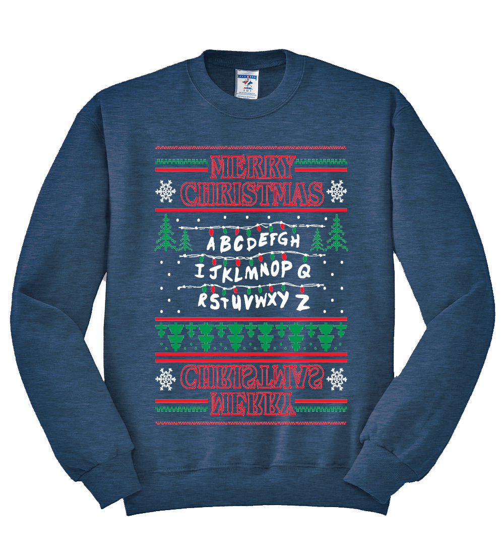 Merry Christmas Holiday Alphabet Christmas Unisex Crewneck Graphic Sweatshirt