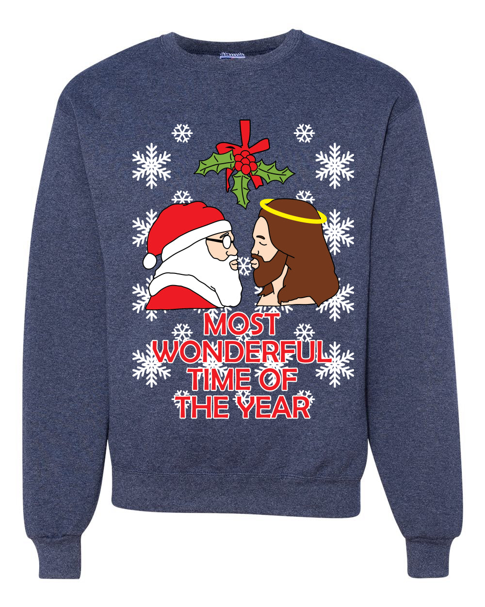 Most Wonderful Time of The Year Santa Jesus Unisex Crewneck Graphic Sweatshirt