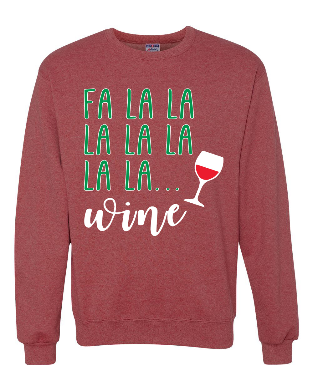 Fa La La La Wine Xmas Spirit Ugly Christmas Sweater Christmas Unisex Crewneck Graphic Sweatshirt