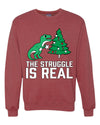 Christmas Trex The Struggle is Real Ugly Christmas Sweater Christmas Unisex Crewneck Graphic Sweatshirt