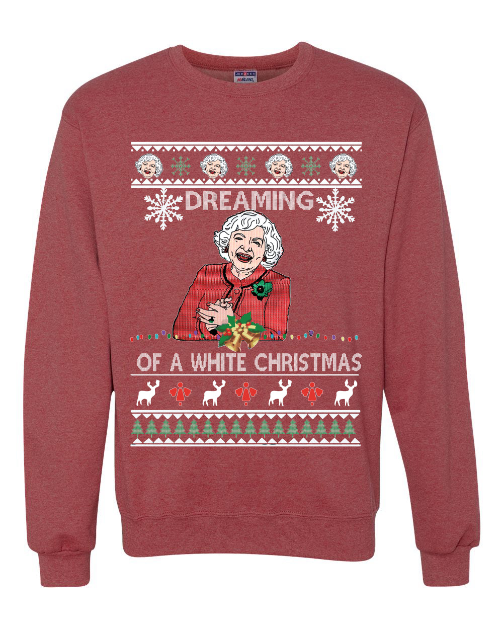 Funny Betty White I'm Dreaming of a White Christmas Movie Actress Christmas Unisex Crewneck Graphic Sweatshirt